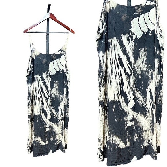 LA Blend off white & black Rayon Dress Overlay Coverup size 3X thin strap - Picture 1 of 6